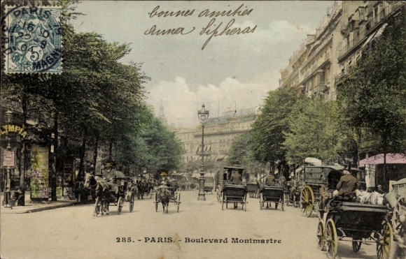 Ansichtkaart Parijs II, Boulevard Montmartre, rijtuig