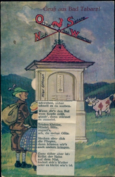 Ak Tabarz im Thüringer Wald, Gruß aus  Gedicht, Illustrationen, ländliche Szene