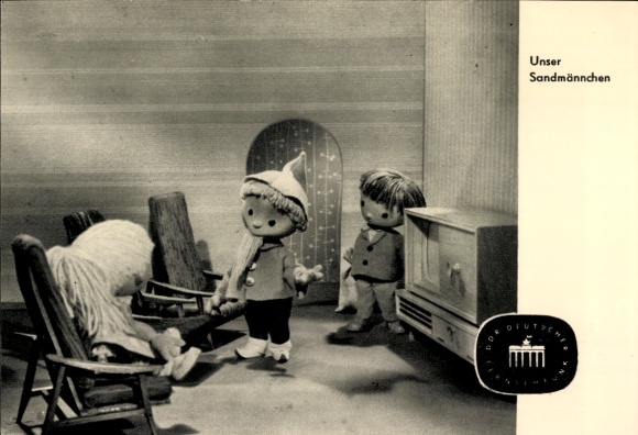 Ak Unser Sandmännchen, Sandmann, Fernseher, DDR Deutscher Fernsehfunk