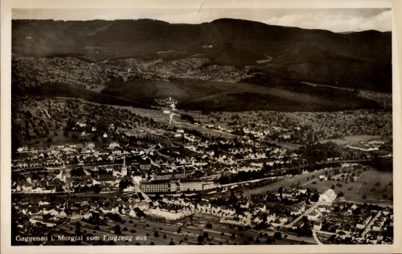 Postcard Gaggenau in the Murgtal Black Forest, aerial photograph