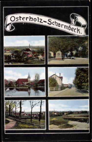 Postcard Osterholz Scharmbeck in Lower Saxony, monument, church, panorama