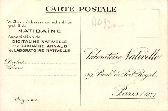 Ansichtkaart Parijs XIII, Natibaine, Laboratoire Nativelle