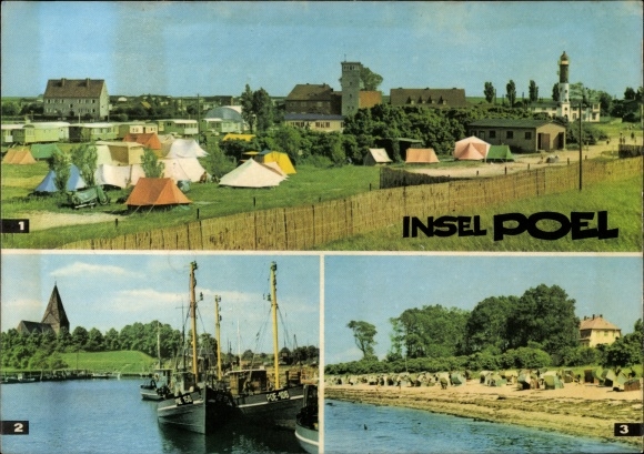 Postcard Insel Poel Mecklenburg, campsite Timmendorf, Kirchdorf Hafen, Schwarzer Busch