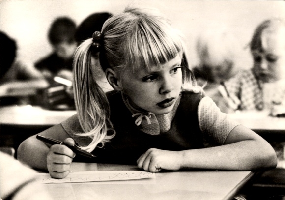 Postcard Congratulations Back to School, Girl, portrait