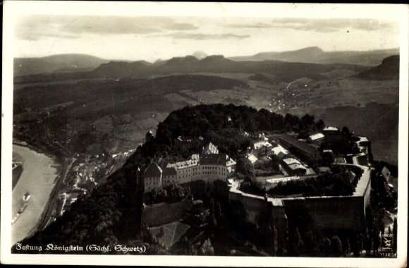 Ak Königstein in Sachsen, Fliegeraufnahme der Festung, Klinke & Co. 11160