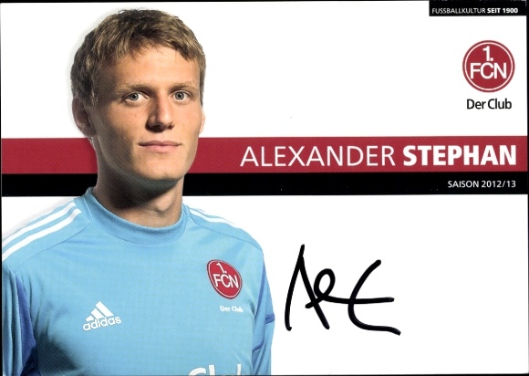 Autograph card footballer Alexander Stephan, 1. FC Nuremberg, autograph