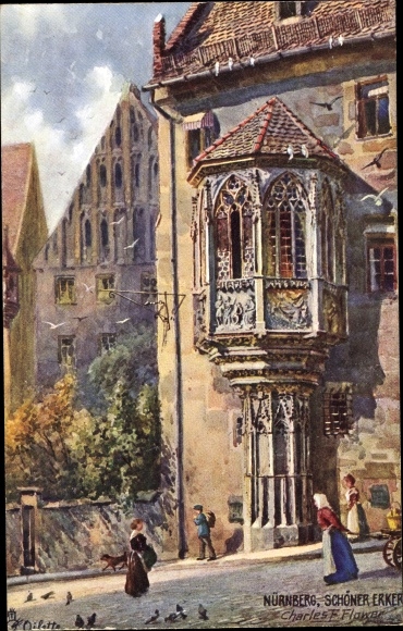 Artist PC Flower, Charles, Nuremberg in Middle Franconia Bavaria, beautiful bay window