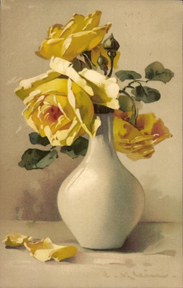 Artist Chromo-Litho Klein, Catharina, yellow roses