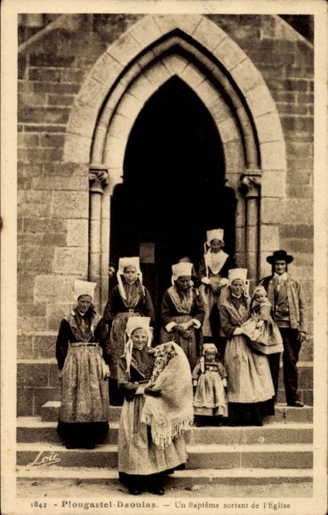 Postcard Plougastel Daoulas Finistère, baptism