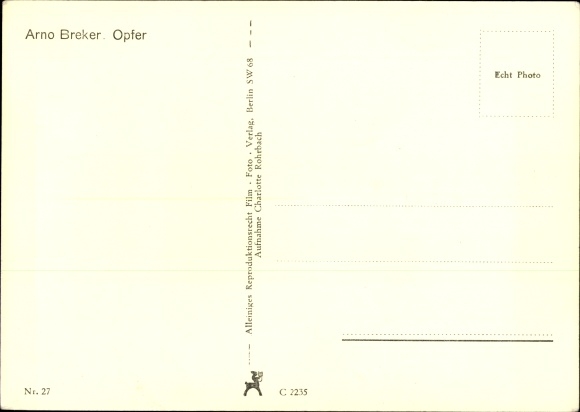 Postcard plastic by Arno Breker, victim, soldier with a broken sword
