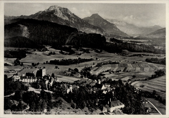 Postcard Neubeuern in Upper Bavaria, aerial photograph