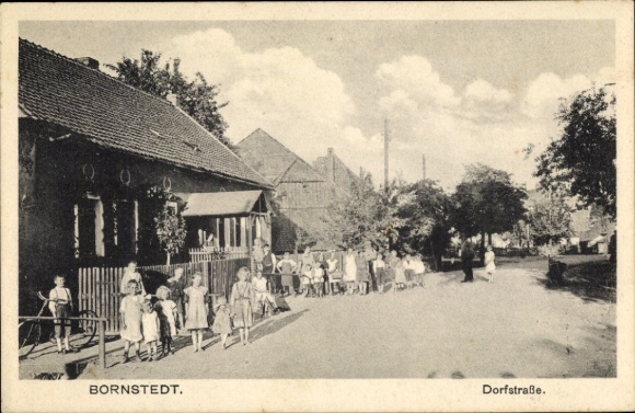 PC Bornstedt in Saxony Anhalt, village street, children