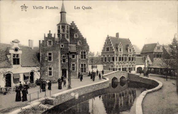 Postcard Gent East Flanders, International Exhibition 1913, the quay