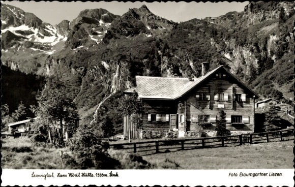 Postcard Seewigtal Styria, Hans Wödl Hut at Hüttensee