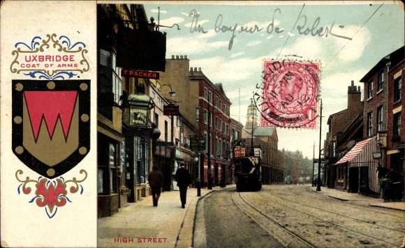 Wappen Ak Uxbridge London England, High Street