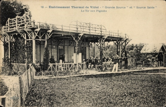 Postcard Vittel Lorraine Vosges, thermal bath, clay pigeon shooting