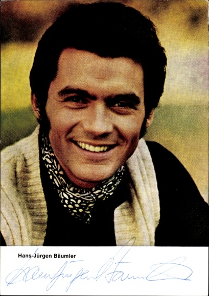 Postcard actor and figure skater Hans-Jürgen Bäumler, portrait, ZDF, autograph