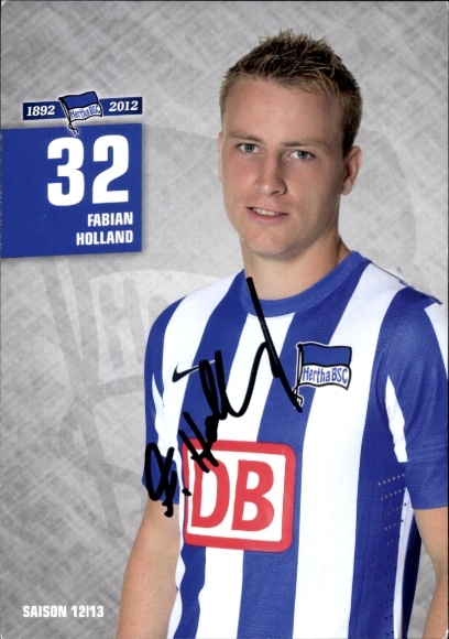 Autogrammkarte Fußballer Fabian Holland, Hertha BSC, Autogramm