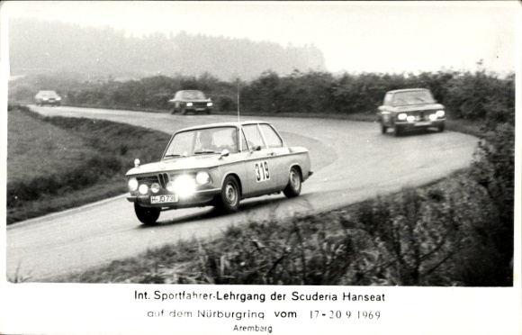 Postcard Int. Sports Driver Training Course of the Scuderia Hanseat at the Nürburgring 1969, Arembarg, Racing Car 319