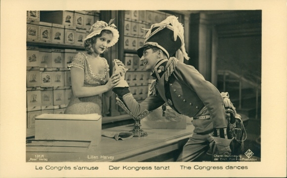 Postcard actress Lilian Harvey, film scene from The Congress Dances, Ross Verlag 131/1