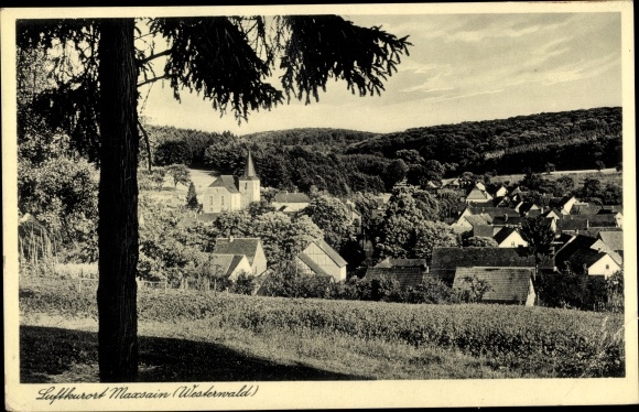 Ansichtkaart Maxsain in het Westerwald, gedeeltelijk zicht, Gasthof Schwinn