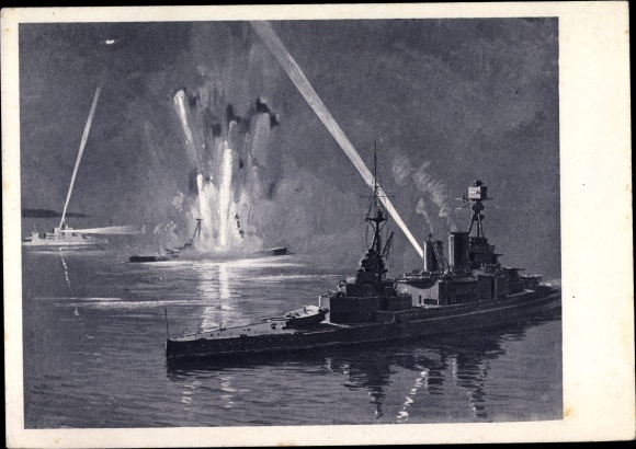 Postcard German submarine sinks battleship Royal Oak in Scapa Flow