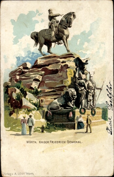 Chromo-Litho Wœrth Wörth on the Sauer Alsace Bas Rhin, Kaiser Friedrich monument