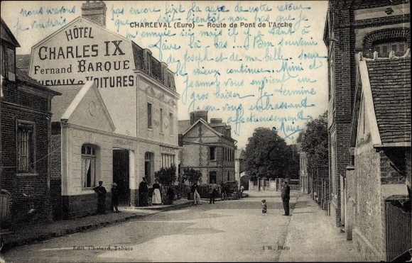 Postcard Charleval Eure, Pont de l&#39;Arche Road
