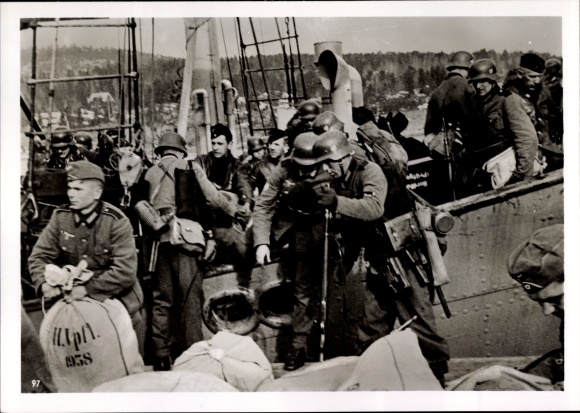 Photo Norway, German Wehrmacht arrives, soldiers, 1940, II WW