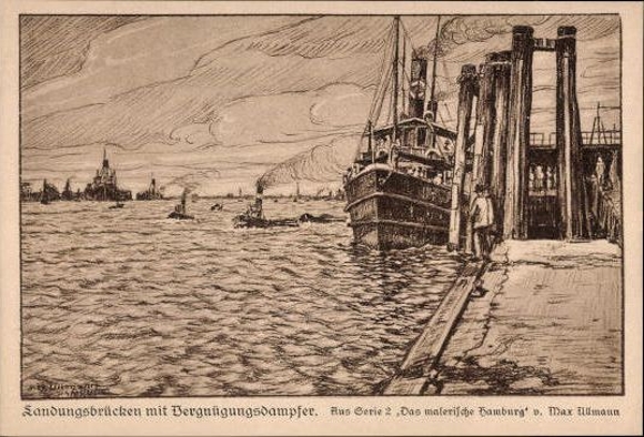 6 Ak im Umschlag, Das malerische Hamburg, Serie II, Max Ullmann