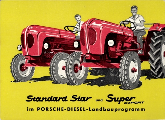 Ak-reclame, tractor, standaardster, superexport, Porsche diesel