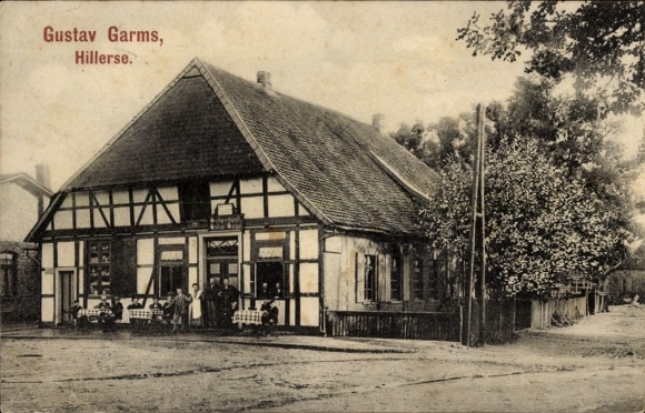 Postcard Hillerse in the Gifhorn district, Gustav Garms' inn