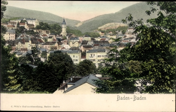 Postcard Baden Baden am Schwarzwald, partial view