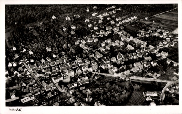 Postcard Korntal in Strohgäu Württemberg, aerial view of numerous houses, forests
