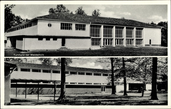 Ak Mittwald Espelkamp in Ostwestfalen Lippe, Waldschule, Turnhalle