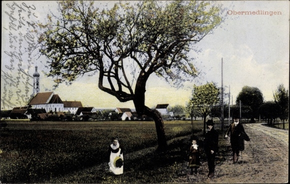 Postcard Obermedlingen Medlingen in Swabia Bavaria, view of the town