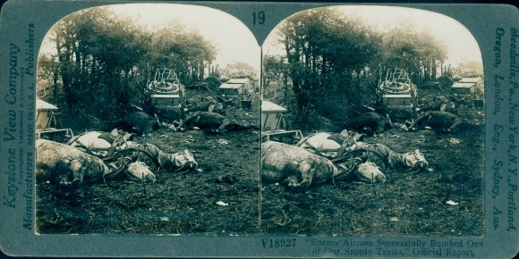 Stereo Photo Enemy Airmen successfully bombed one of our supply trains, I WK
