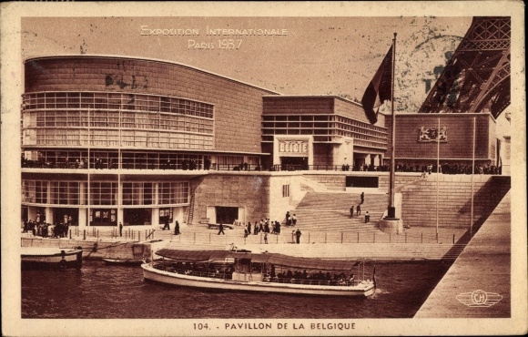 Ansichtkaart Parijs, Exposition Internationale 1937, Pavillon de la Belgique