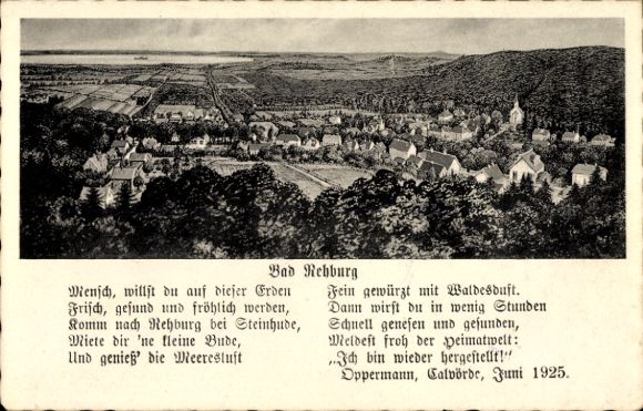 Ak Bad Rehburg Niedersachsen, Landschaftsansicht, Text über Gesundheit und Erholung, gedruckte...