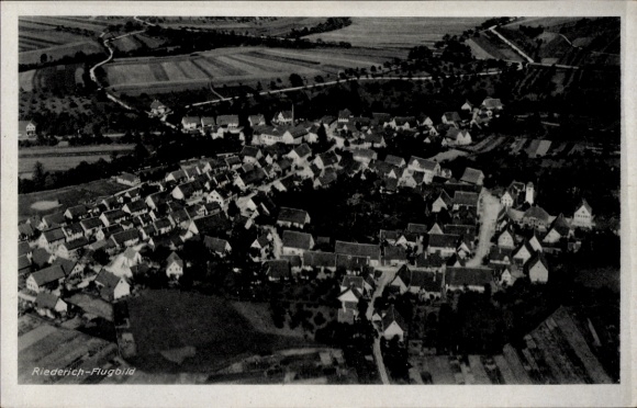 Postcard Riederich near Reutlingen, aerial photograph