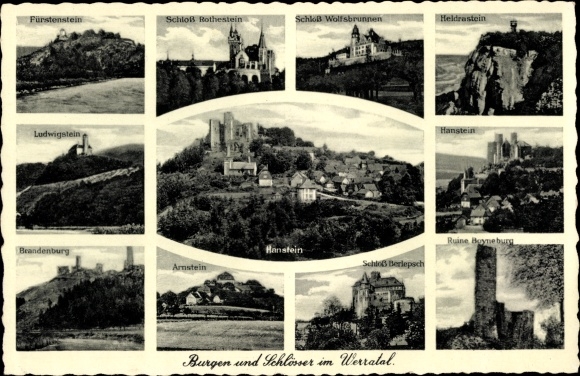 Postcard Eschwege in the Werratal, Rothenstein Castle, Wolfsbrunnen, Heldrastein, Hanstein, Berlepsch