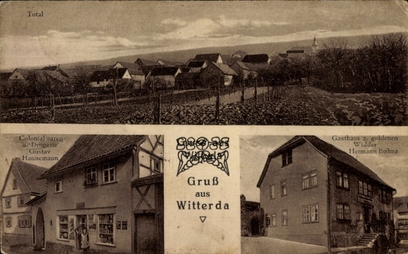 Ak Witterda in Thüringen, Totalansicht, Gasthaus, Colonialwaren, Gustav Hannemann, Gruß aus Witte