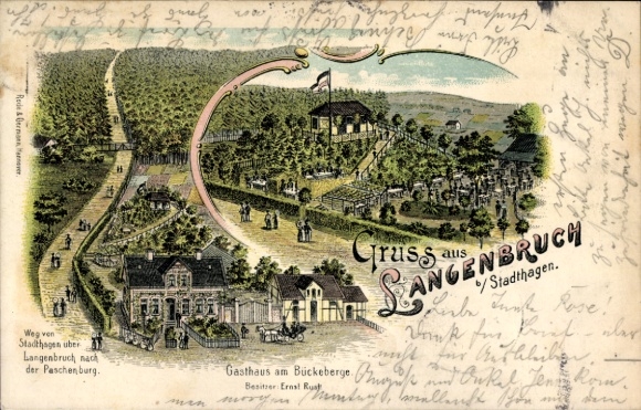 Chromo-Litho Langenbruch Stadthagen in the district of Schaumburg, Gasthaus am Bückeberge