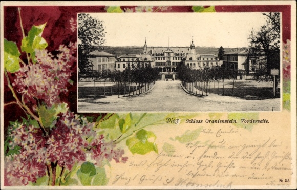 Embossed passepartout PC Diez an der Lahn, Oranienstein Castle, lilac