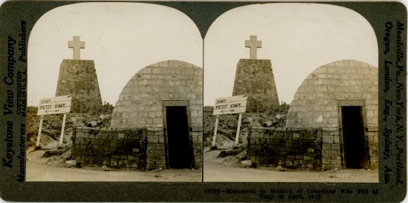 Stereo photo Memorial to the Canadians who died near Vimy in 1917, WW I
