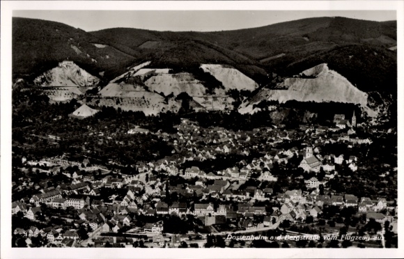 Postcard Dossenheim on the Bergstraße Baden, aerial photograph of Bergstraße, photographer: Luftverkehr Strähl