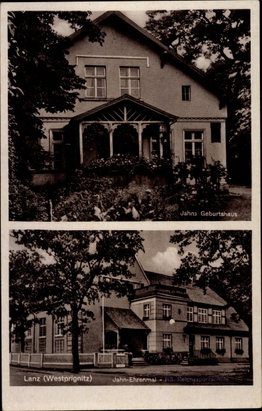 Postcard Lanz in der Prignitz, Jahn&#39;s birthplace, memorial