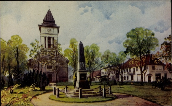Artist PC Lübtheen in Mecklenburg, church square, war memorial