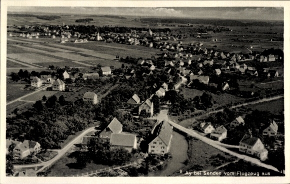 Postcard Ay Senden Bavaria, aerial photograph