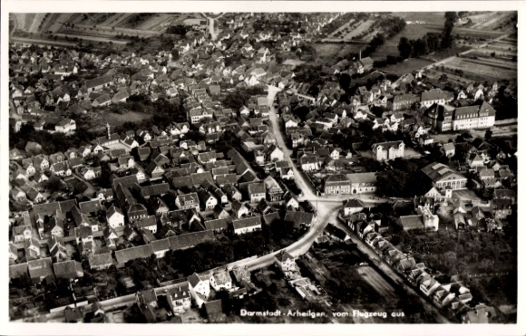 Postcard Arheilgen Darmstadt in Hesse, aerial view of houses, streets